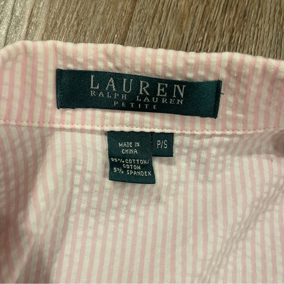 Vtg Lauren Ralph Lauren Blazer Women’s Small Petite Pink Seersucker Stretch - Picture 5 of 8